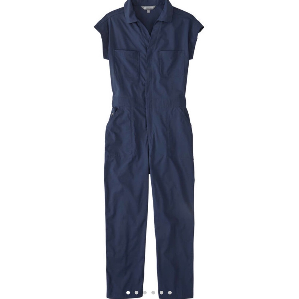 TITLE NINE Evelyn Med Short Sleeve Coverall Crop Pant Navy Blue Mechanic Painter